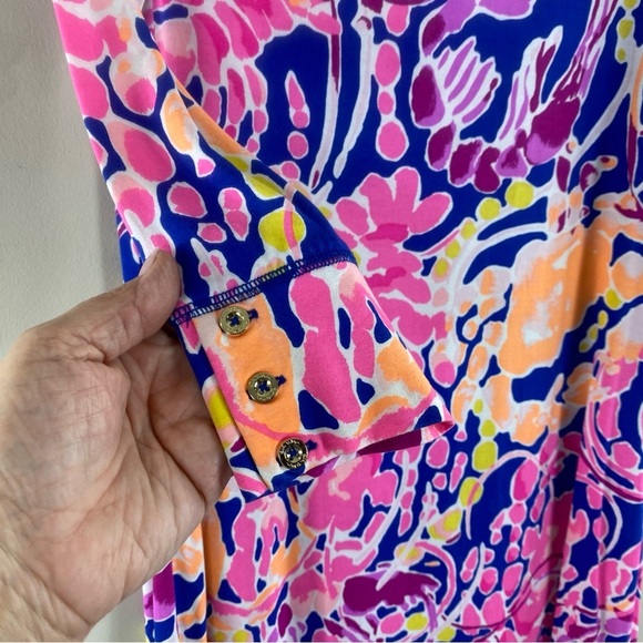 Lilly Pulitzer Sophie Catch Release Bright Colorful Crab Lobster Mini Dress Sz M - Picture 3 of 11